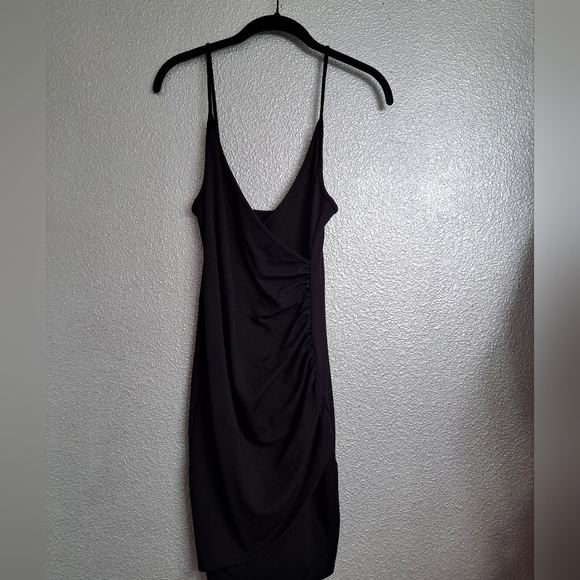 Black Ruched Mini Dress - Picture 1 of 5
